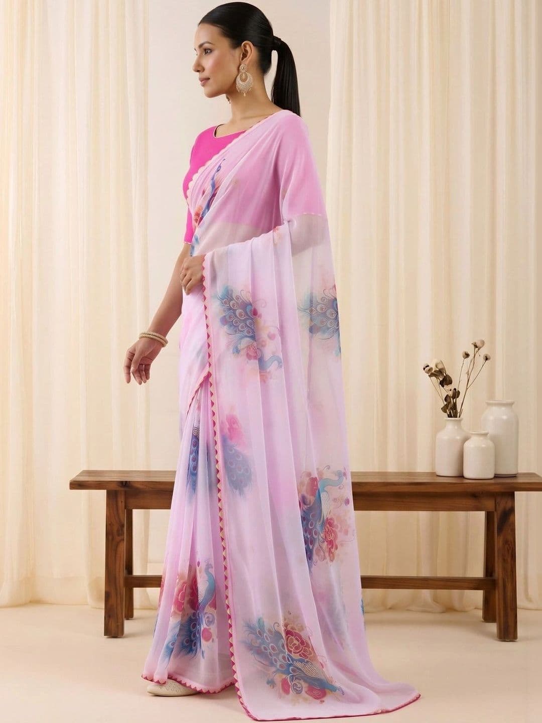 Saree mall Embellished Gotta Patti Poly Georgette Designer Sarees thumbnail 3
