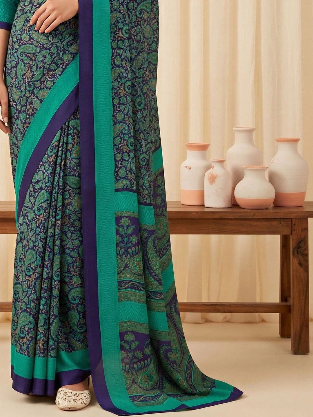 Saree mall Bagh Poly Crepe Designer Bagru Sarees thumbnail 4