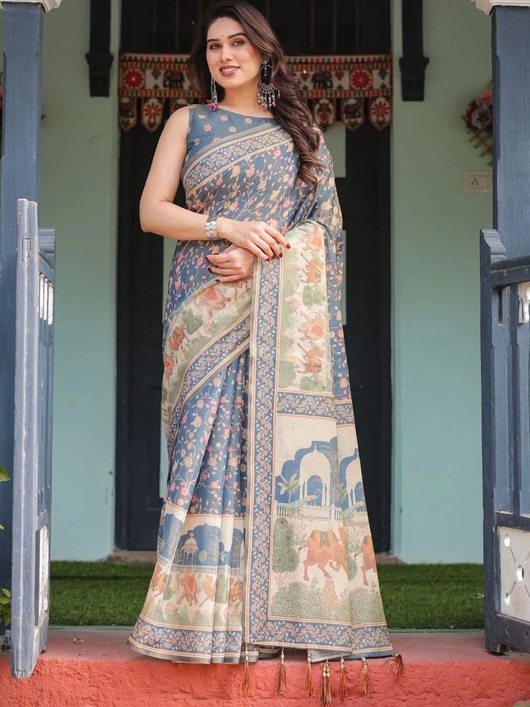 Suha Paisley Art Silk Saree - view 1