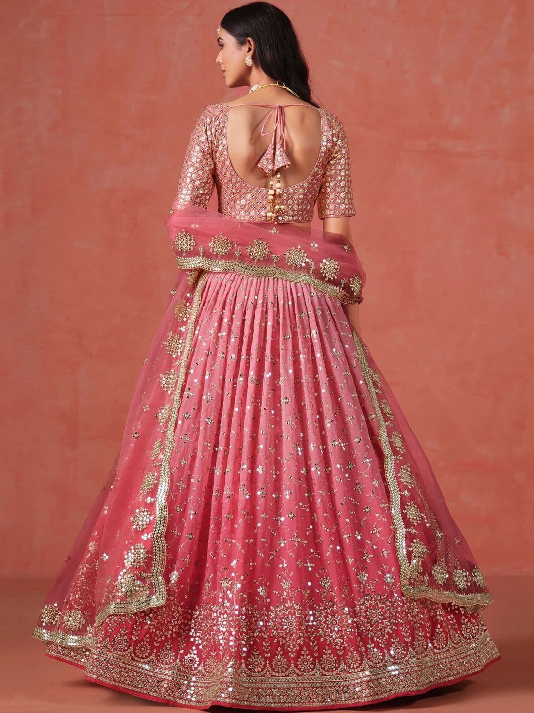 Zeel Clothing Embellished Mirror Work Semi-Stitched Lehenga & Unstitched Blouse With Dupatta thumbnail 5