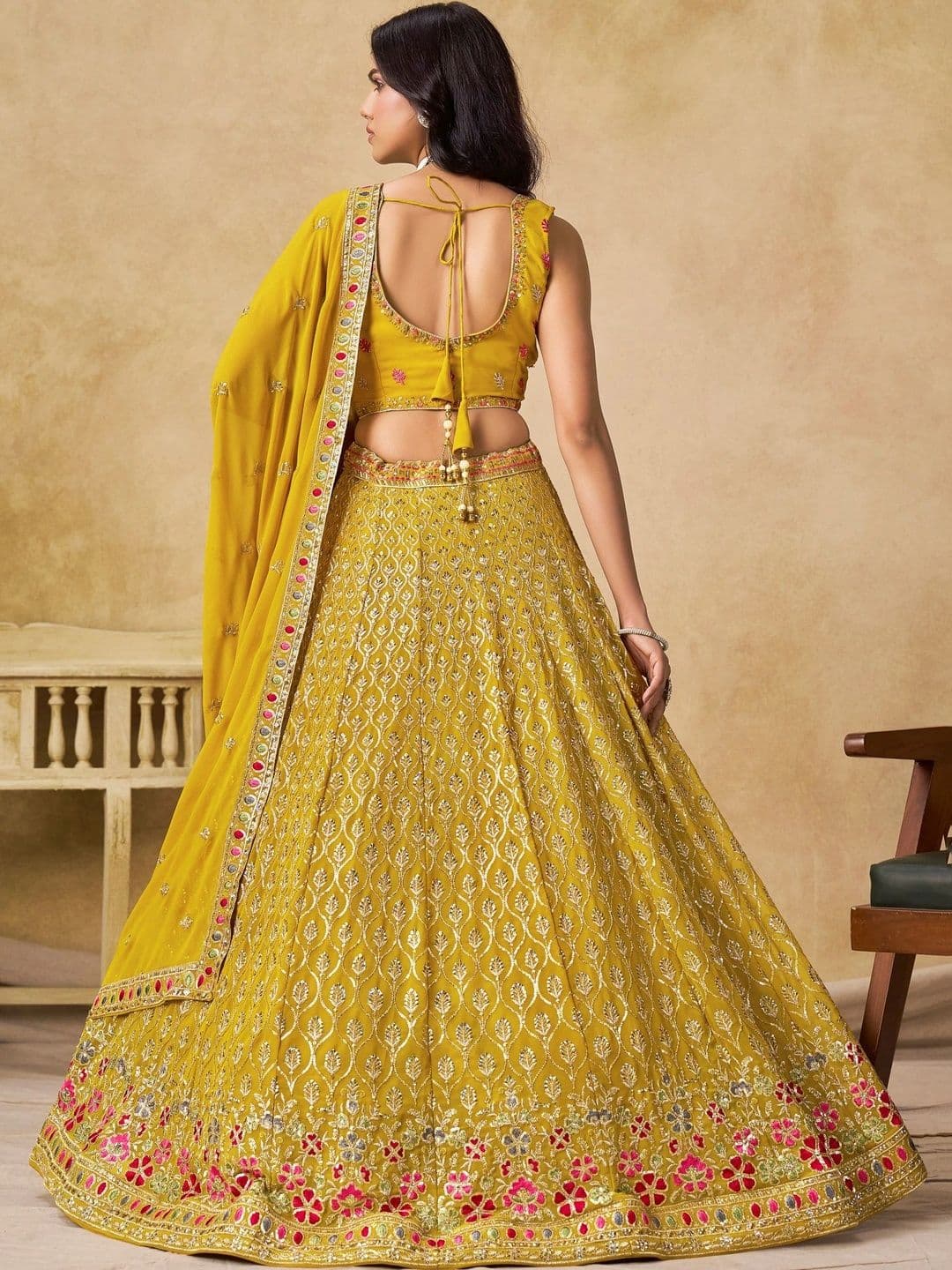 Zeel Clothing Embroidered Sequinned Semi-Stitched Lehenga & Unstitched Blouse With Dupatta thumbnail 5