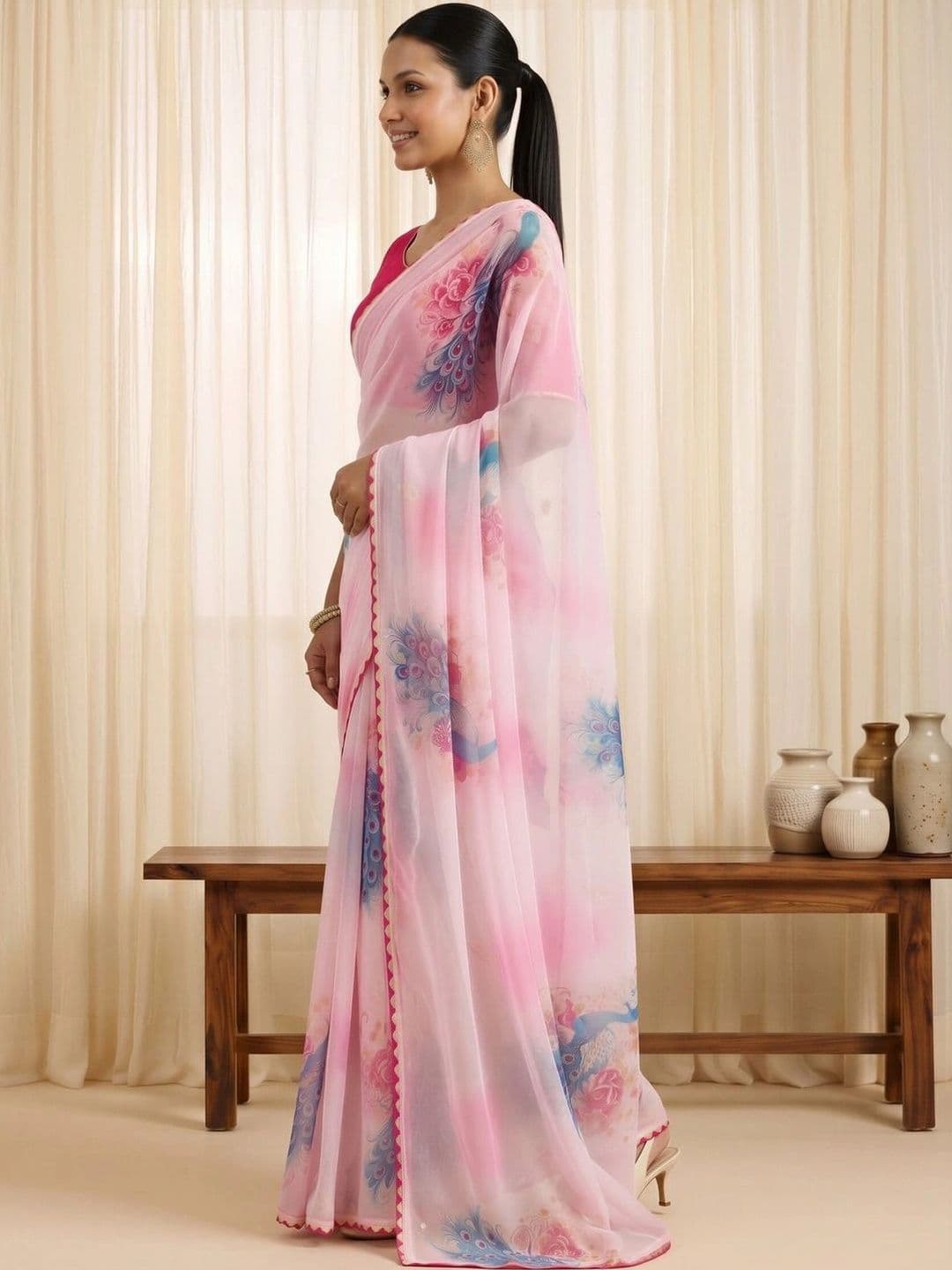 Saree mall Embellished Gotta Patti Poly Georgette Designer Sarees thumbnail 6
