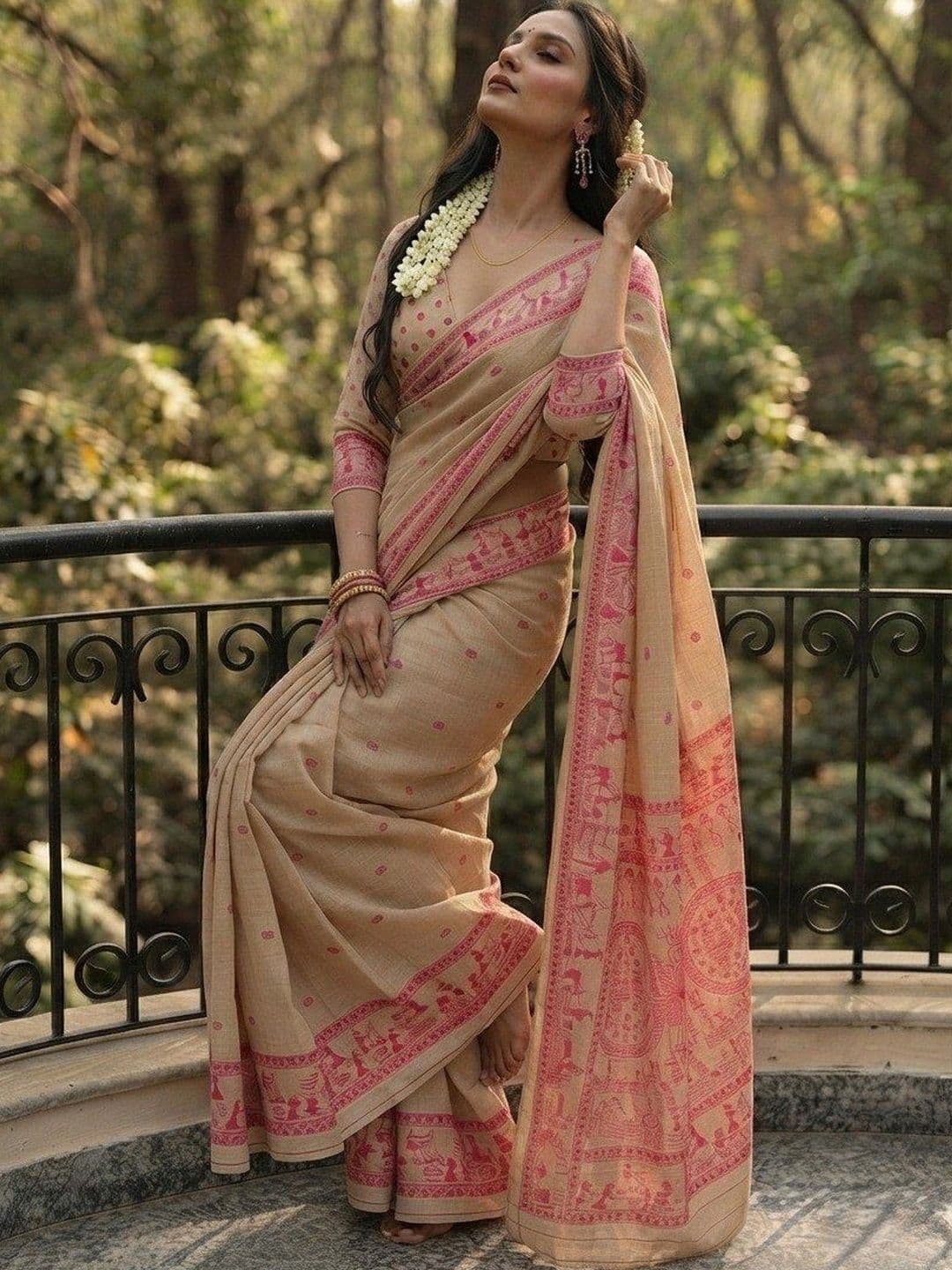 SZN Warli Chanderi Saree thumbnail 3