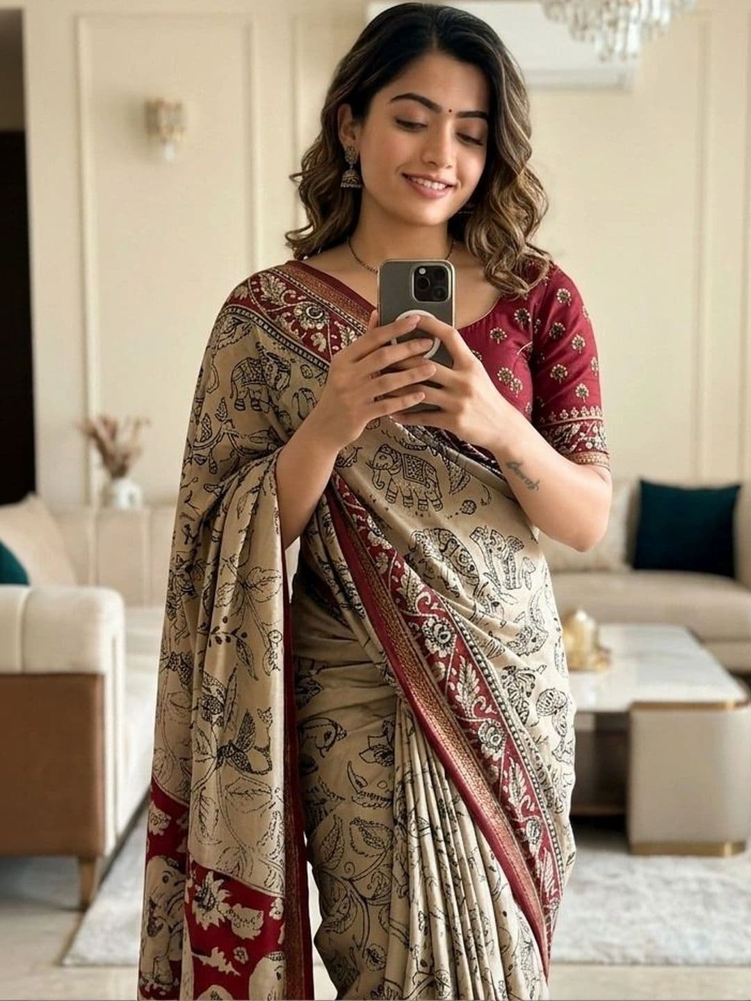 Owee Kalamkari Zari Silk Cotton Designer Saree - view 1