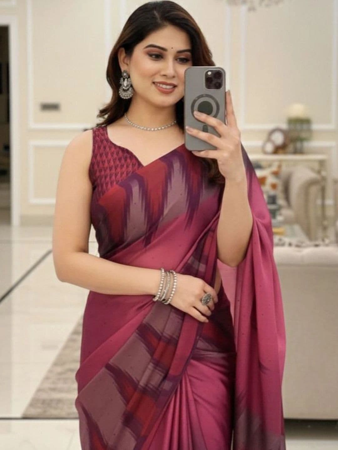 Owee Pure Chiffon Designer Saree thumbnail 3