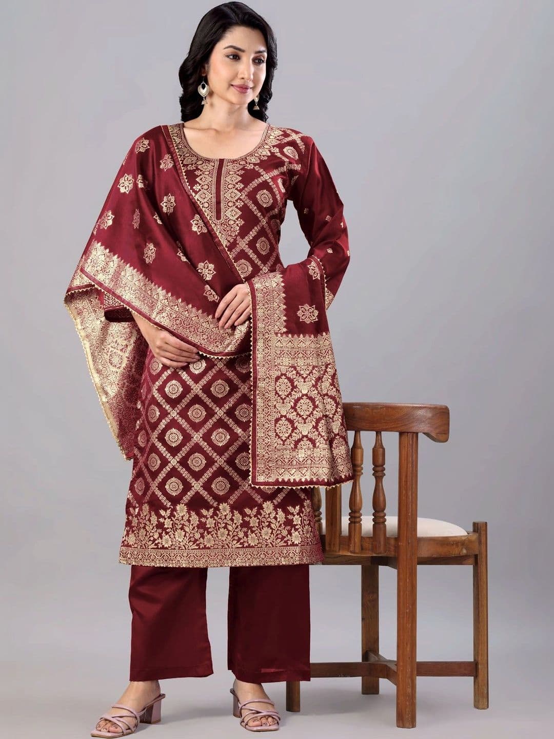 kantuba Art Silk Unstitched Dress Material - view 1