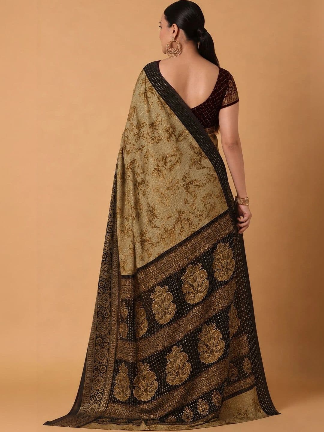 RegalDrapes Paisley Zari Pure Georgette Saree thumbnail 3