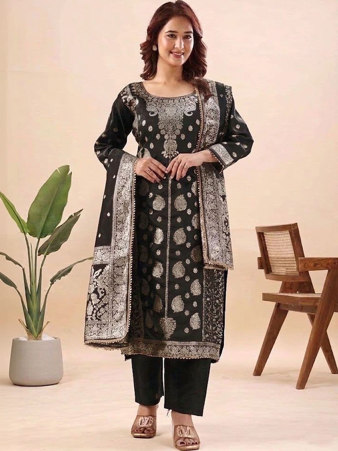 kantuba Art Silk Unstitched Dress Material - view 1