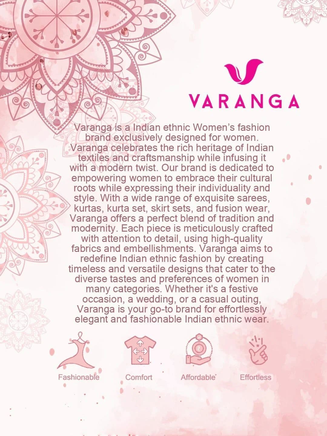 Varanga Floral Printed V-Neck Straight Kurta With Trousers thumbnail 3