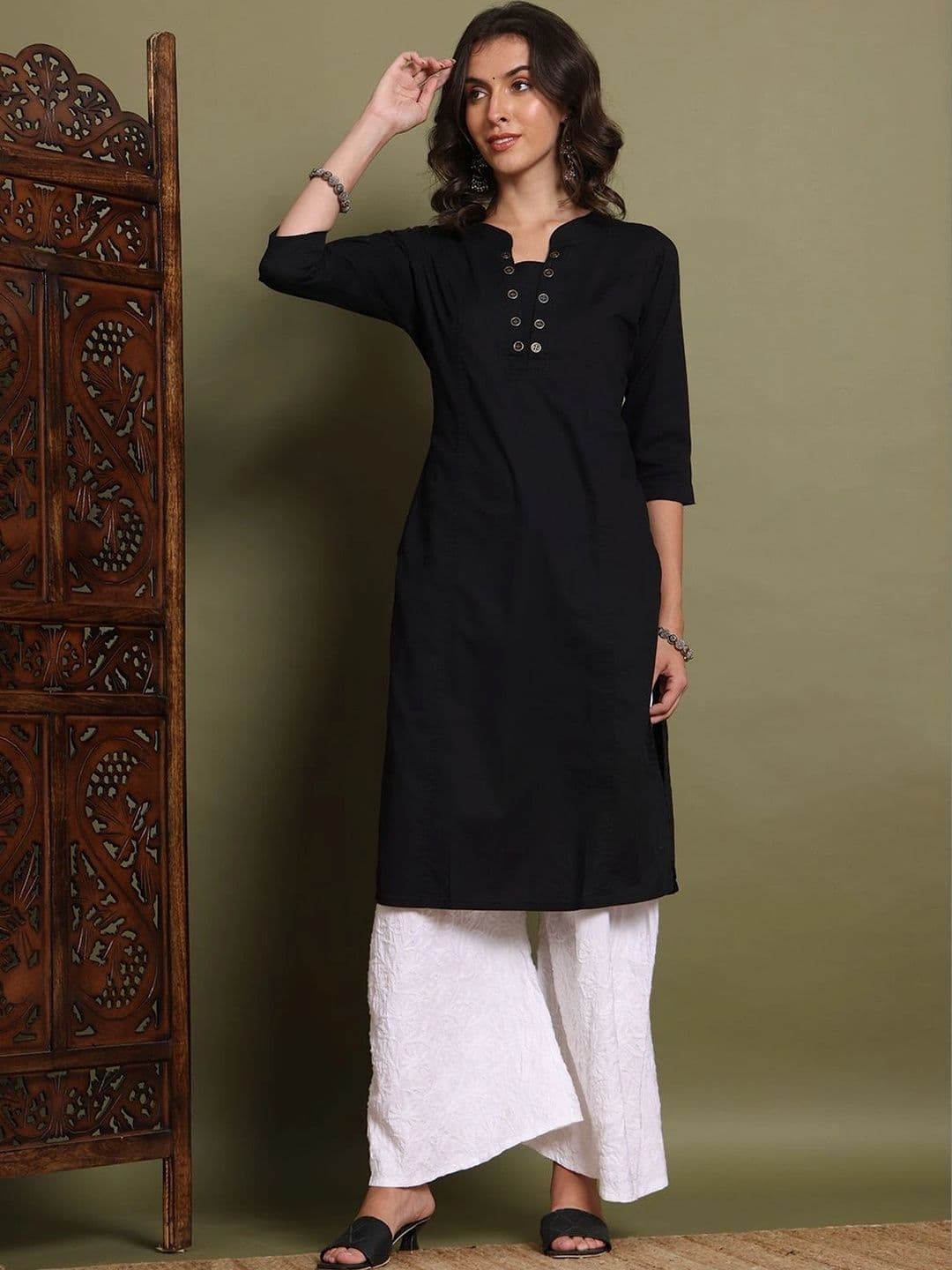 HERE&NOW Women's Chikankari Embroidered Wide-Leg Palazzos thumbnail 6