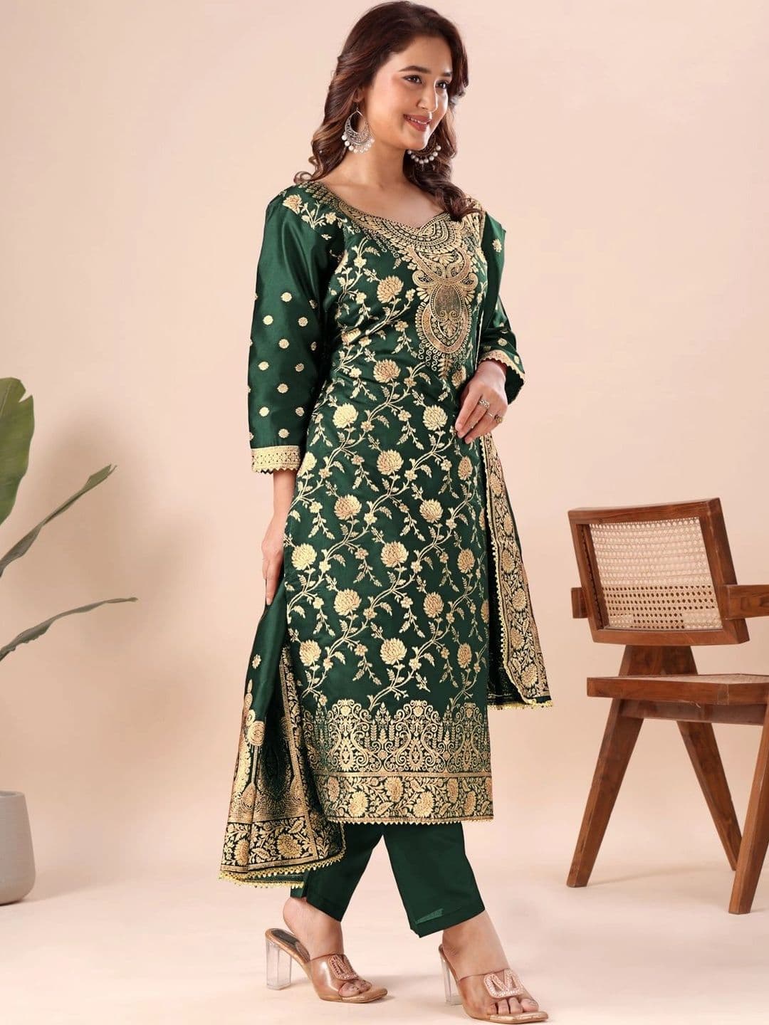 kantuba Art Silk Unstitched Dress Material thumbnail 3