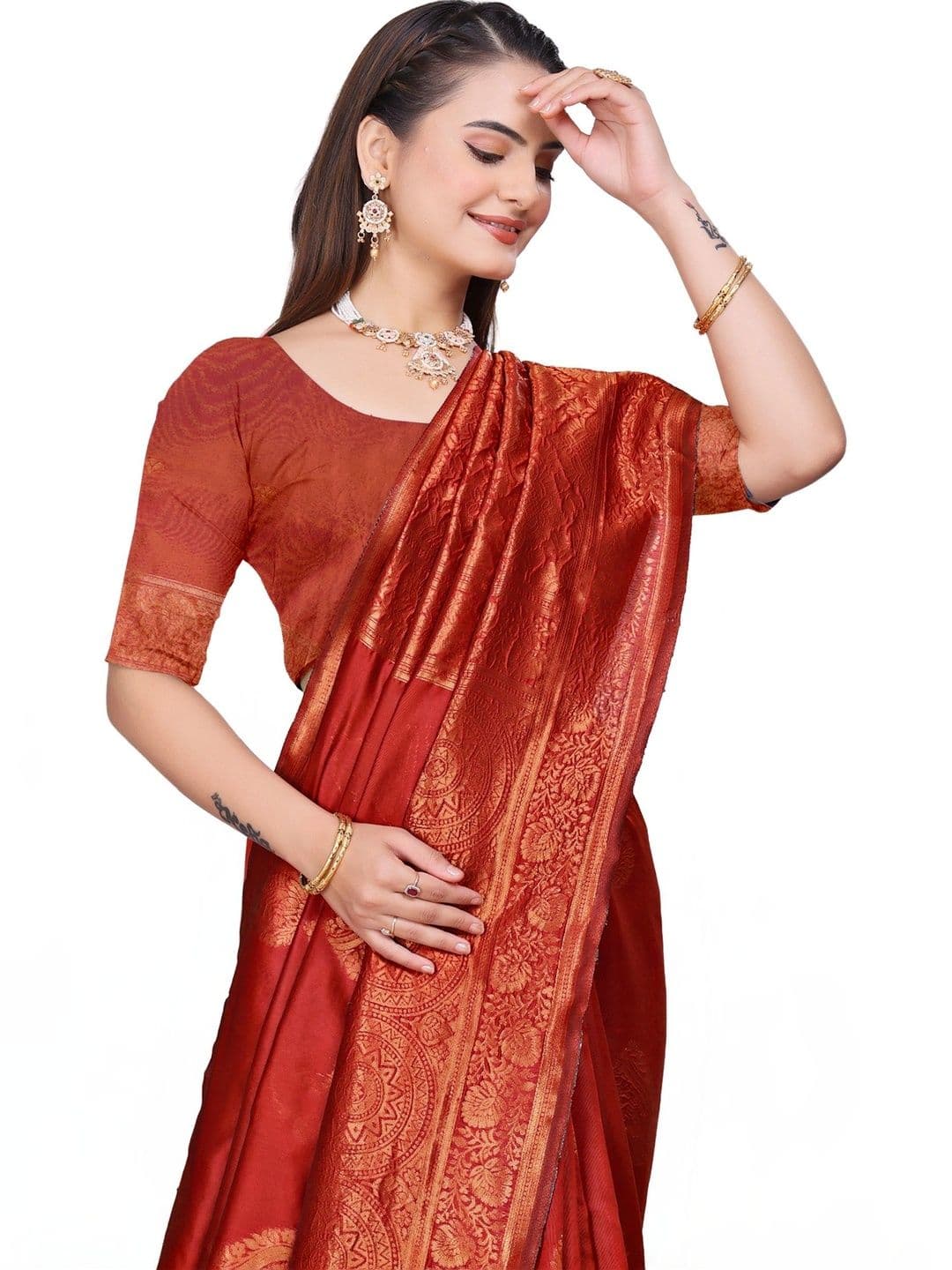 revika Paisley Zari Art Silk Designer Kanjeevaram Saree thumbnail 5