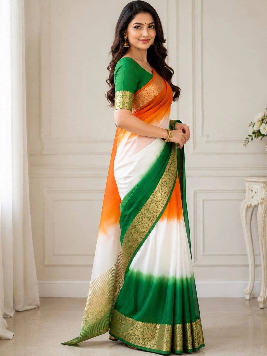 Sangria Tie and Dye Zari Organza Saree thumbnail 5