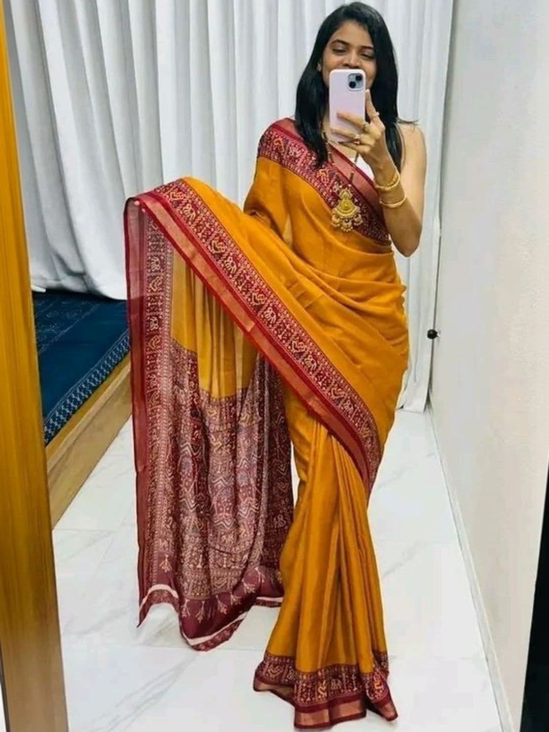 Owee Zari Silk Cotton Designer Maheshwari Saree thumbnail 3