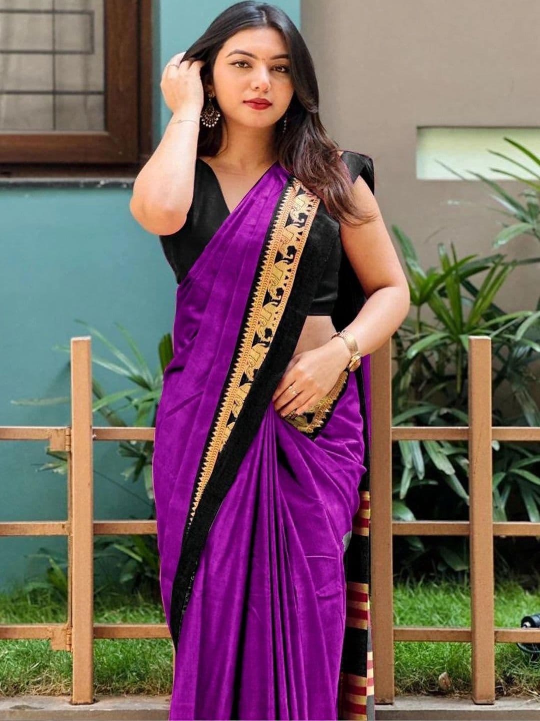 KALINI Zari Silk Cotton Designer Gadwal Saree thumbnail 7