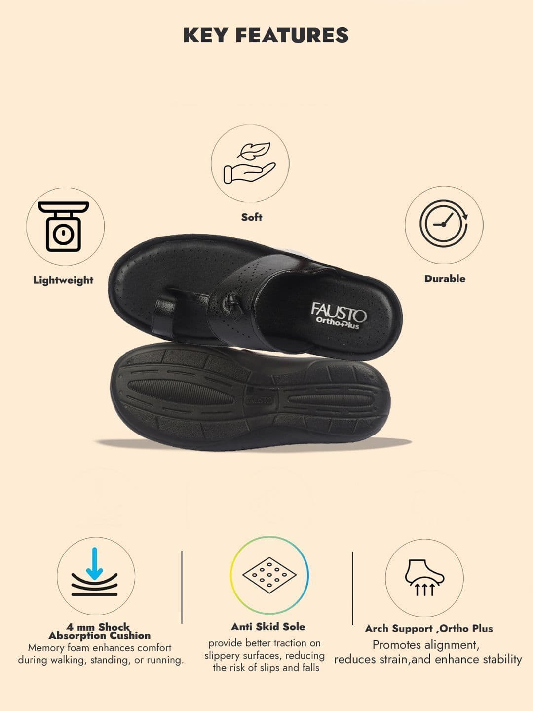 FAUSTO Men PU Comfort Sandals thumbnail 6