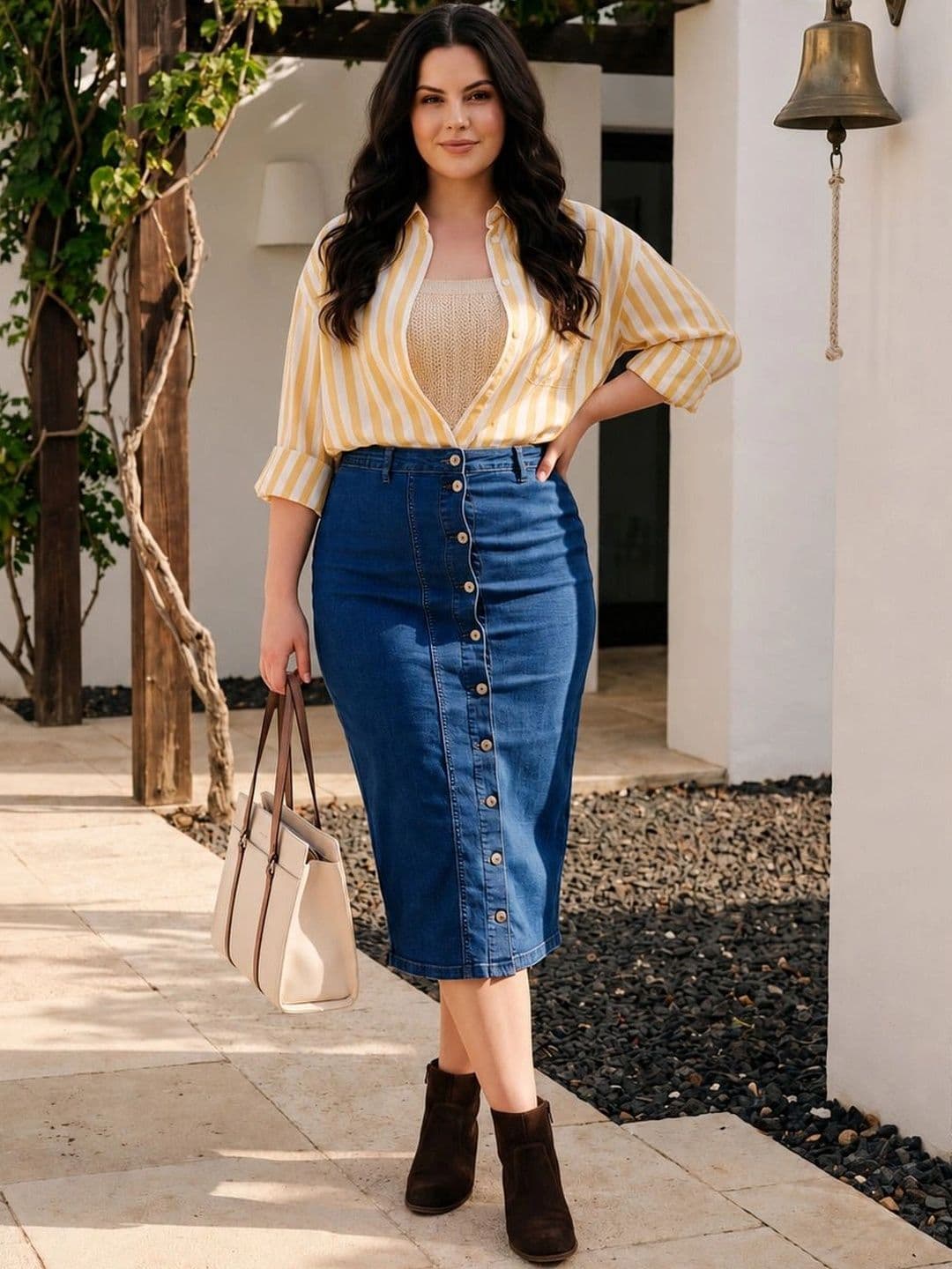 Style Quotient Plus Women Cotton Blend Midi Straight Skirt thumbnail 3