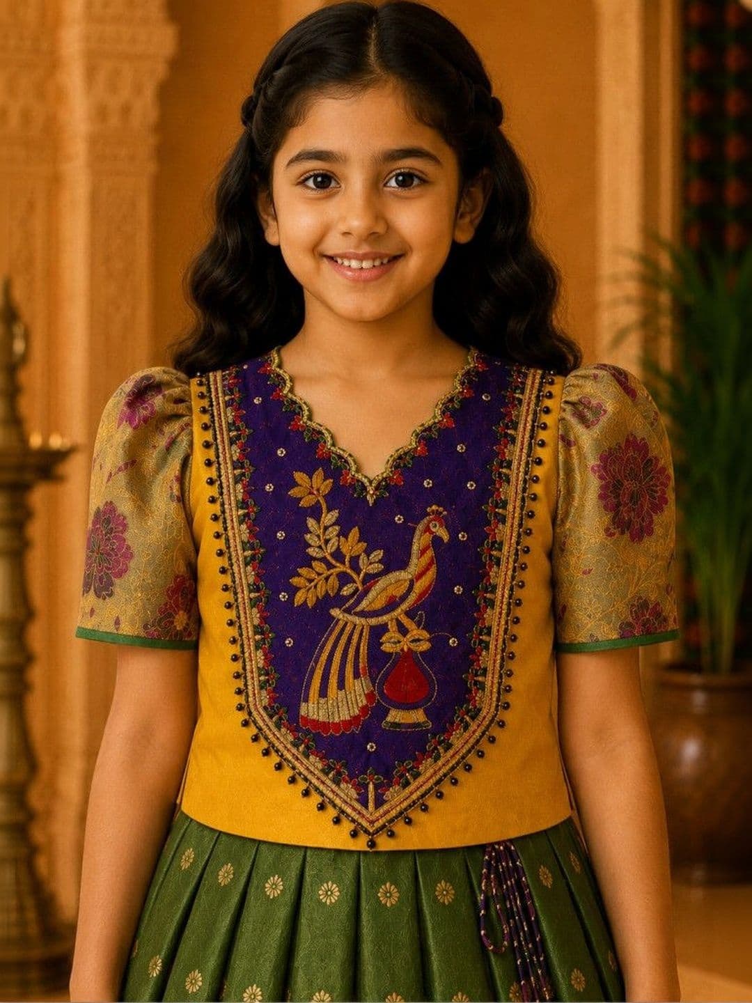 Xepon Girls Embroidered Thread Work Ready to Wear Lehenga & thumbnail 2