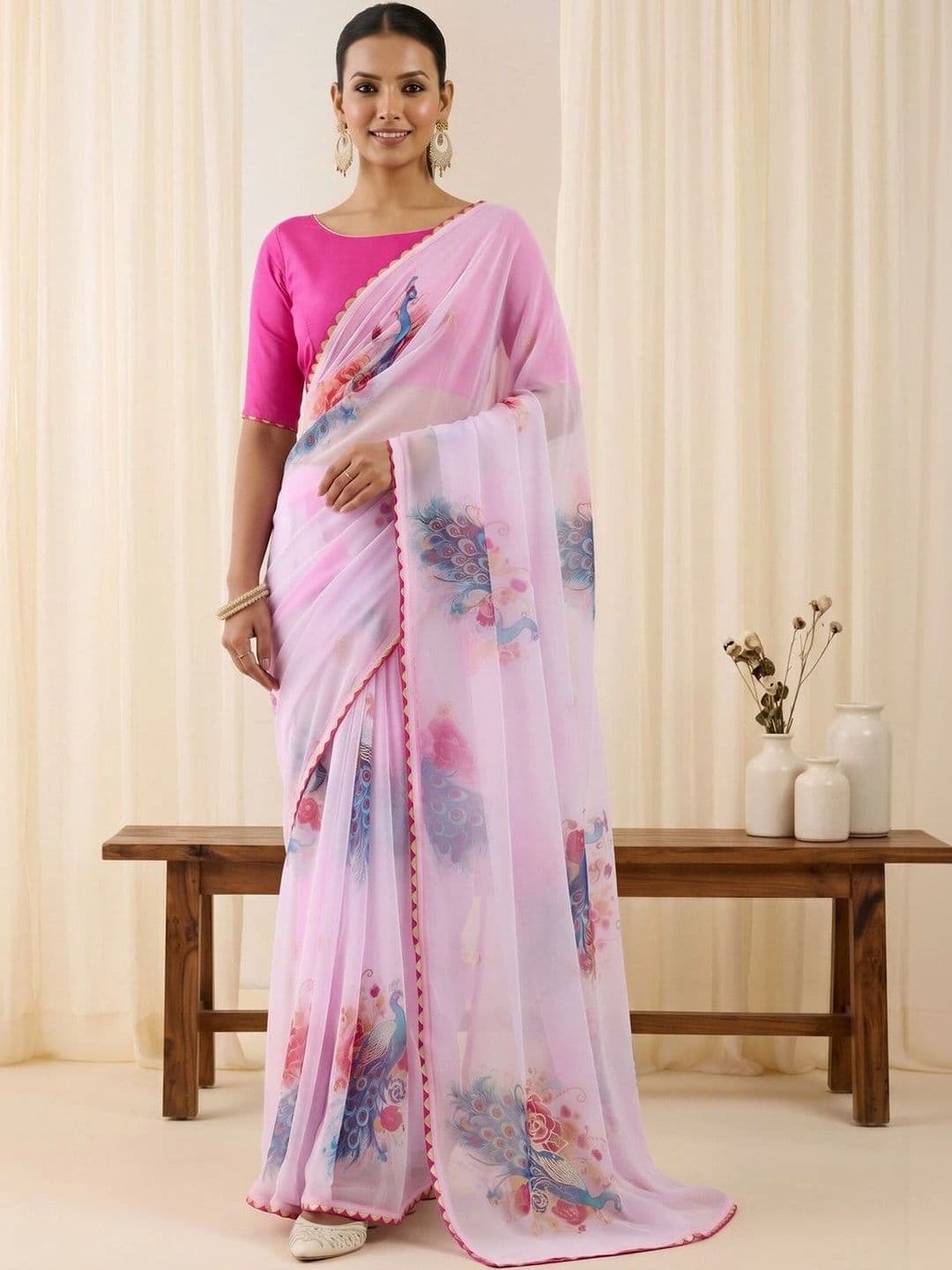 Saree mall Embellished Gotta Patti Poly Georgette Designer Sarees - view 1