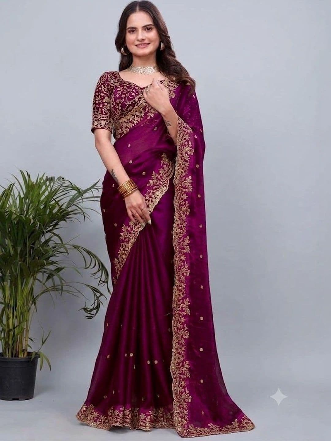kantuba Embroidered Art Silk Heavy Work Saree thumbnail 5
