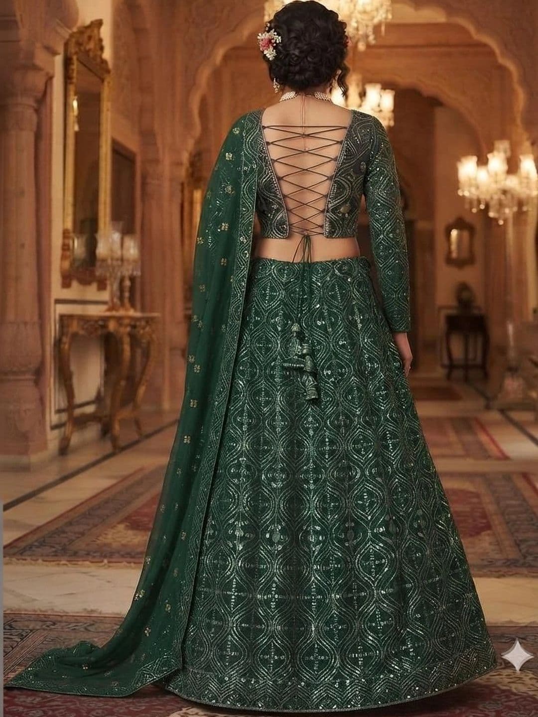 Indi Kal Embellished Sequinned Ready to Wear Lehenga & Blouse With Dupatta thumbnail 3