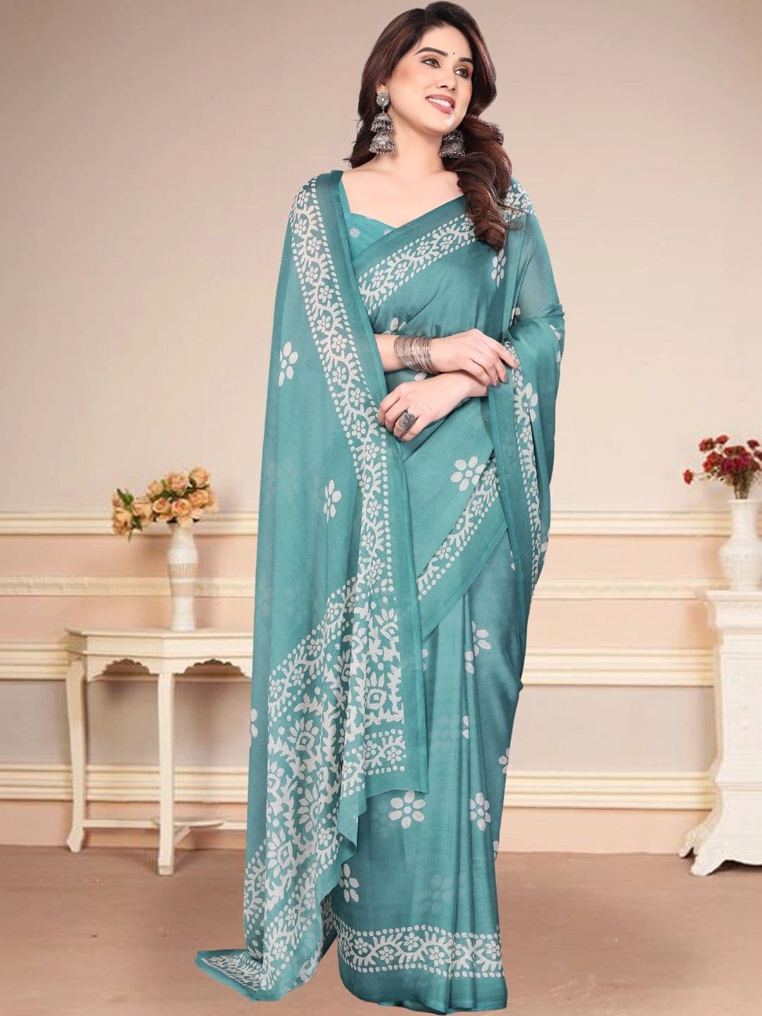Owee Batik Pure Chiffon Designer Saree - view 1