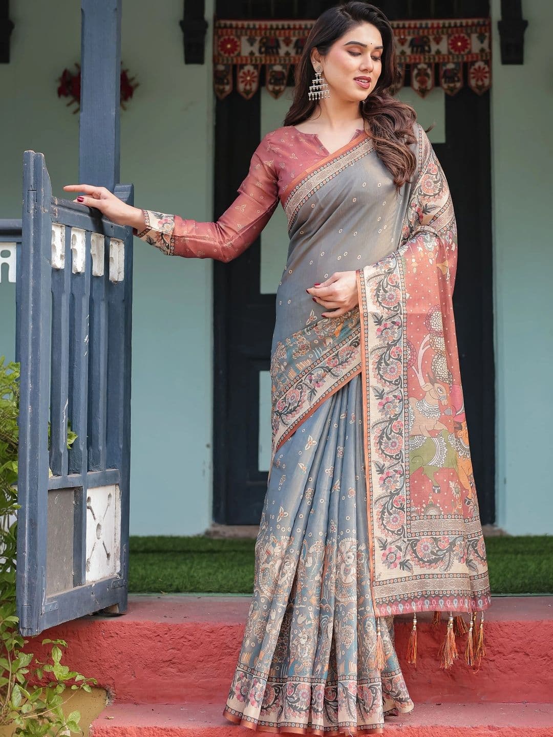 Suha Paisley Art Silk Saree - view 1