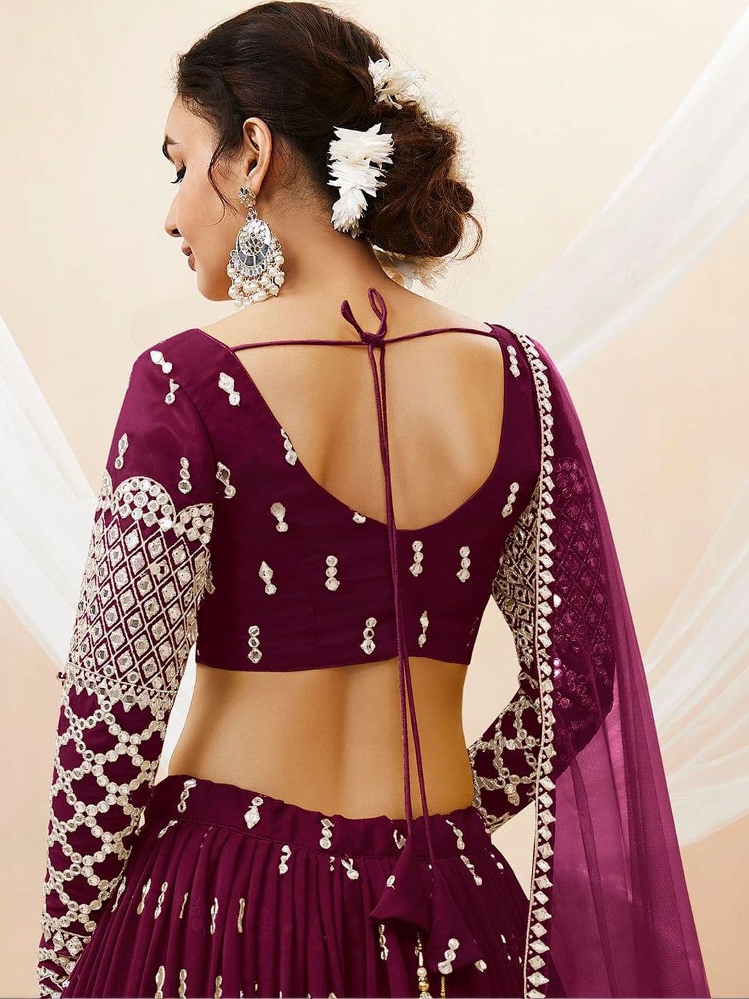 Zeel Clothing Embellished Mirror Work Semi-Stitched Lehenga & Unstitched Blouse With Dupatta thumbnail 2