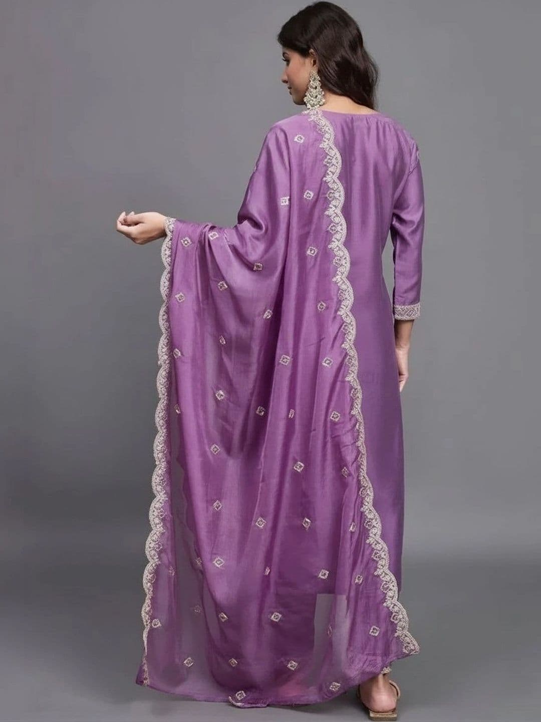 Moda Rapido Women Ethnic Motifs Embroidered Regular Thread Work Kurta with Trousers & With Dupatta thumbnail 5