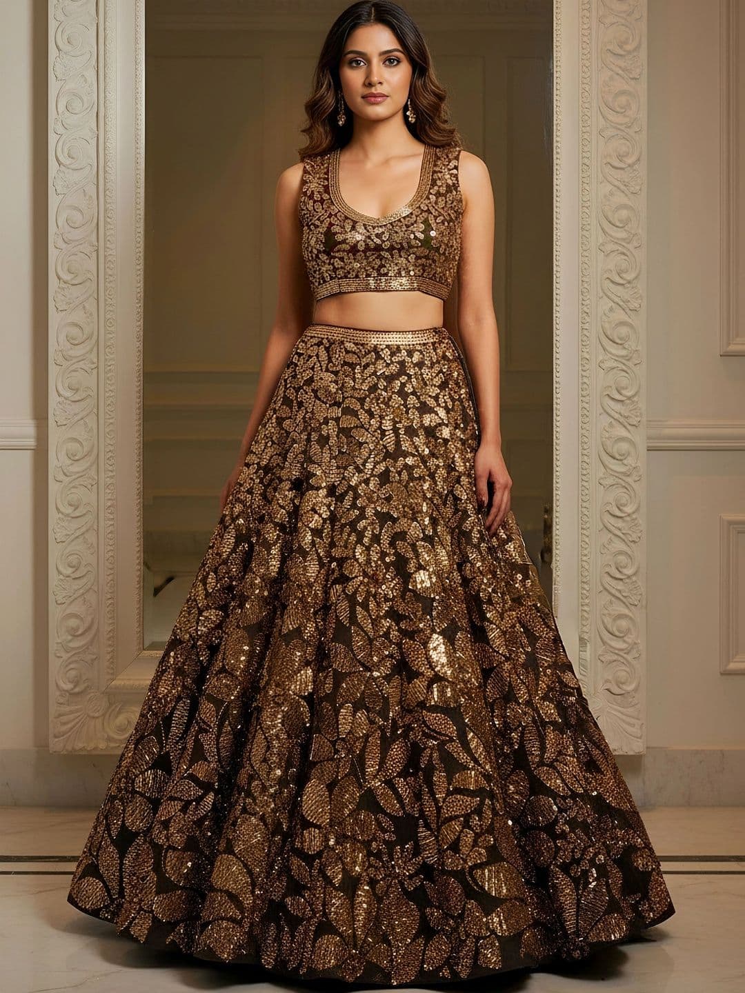 Zeel Clothing Embellished Sequinned Semi-Stitched Lehenga & Unstitched Blouse With Dupatta - view 1