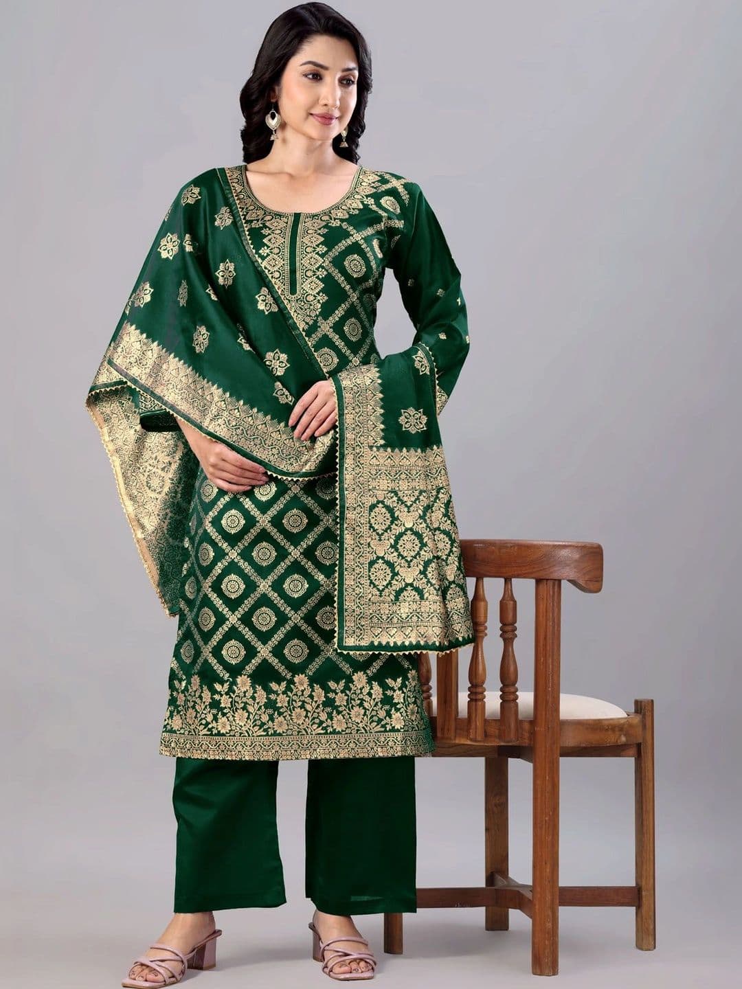 kantuba Women Unstitched Dress Art Silk  Material - view 1