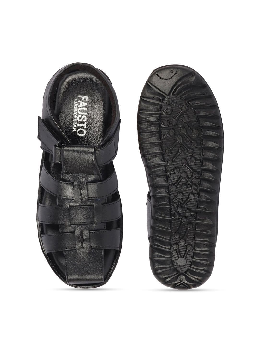 FAUSTO Men Textured Leather Fisherman Sandals thumbnail 3