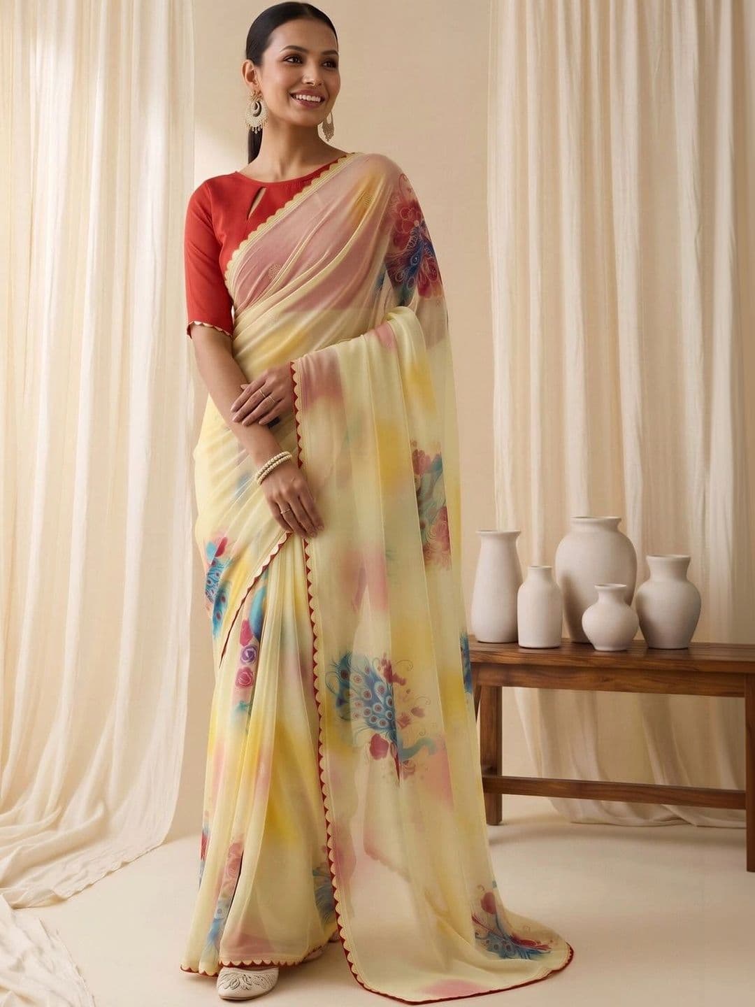 Saree mall Gotta Patti Poly Georgette Designer Sarees thumbnail 5