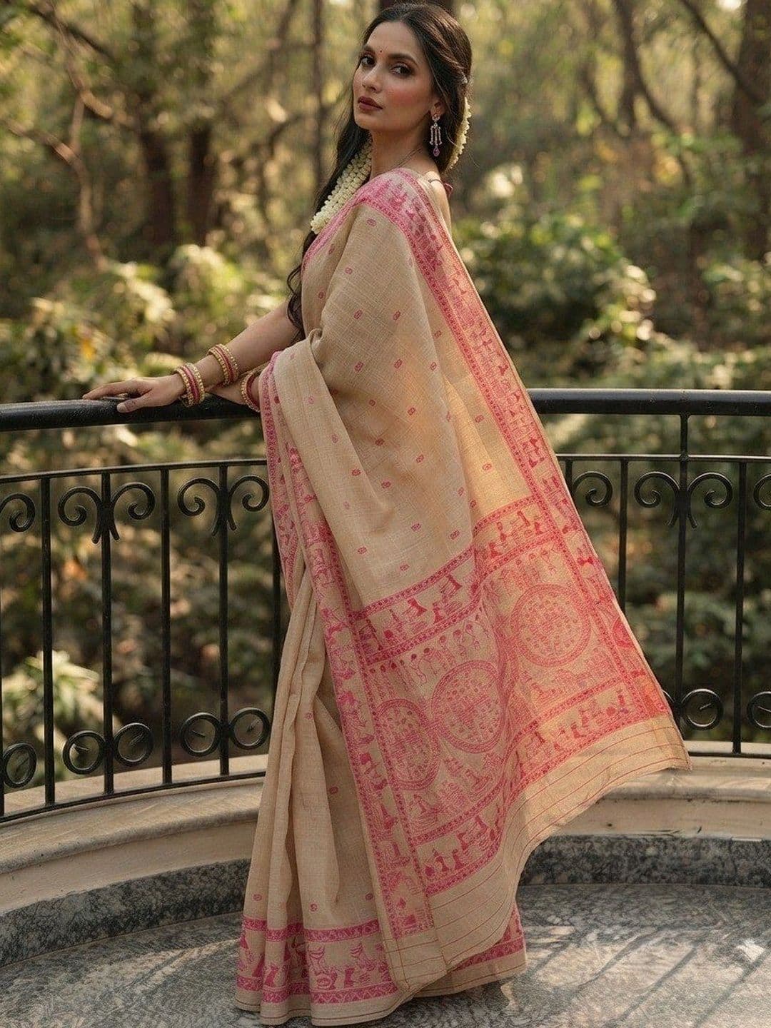 SZN Warli Chanderi Saree thumbnail 2