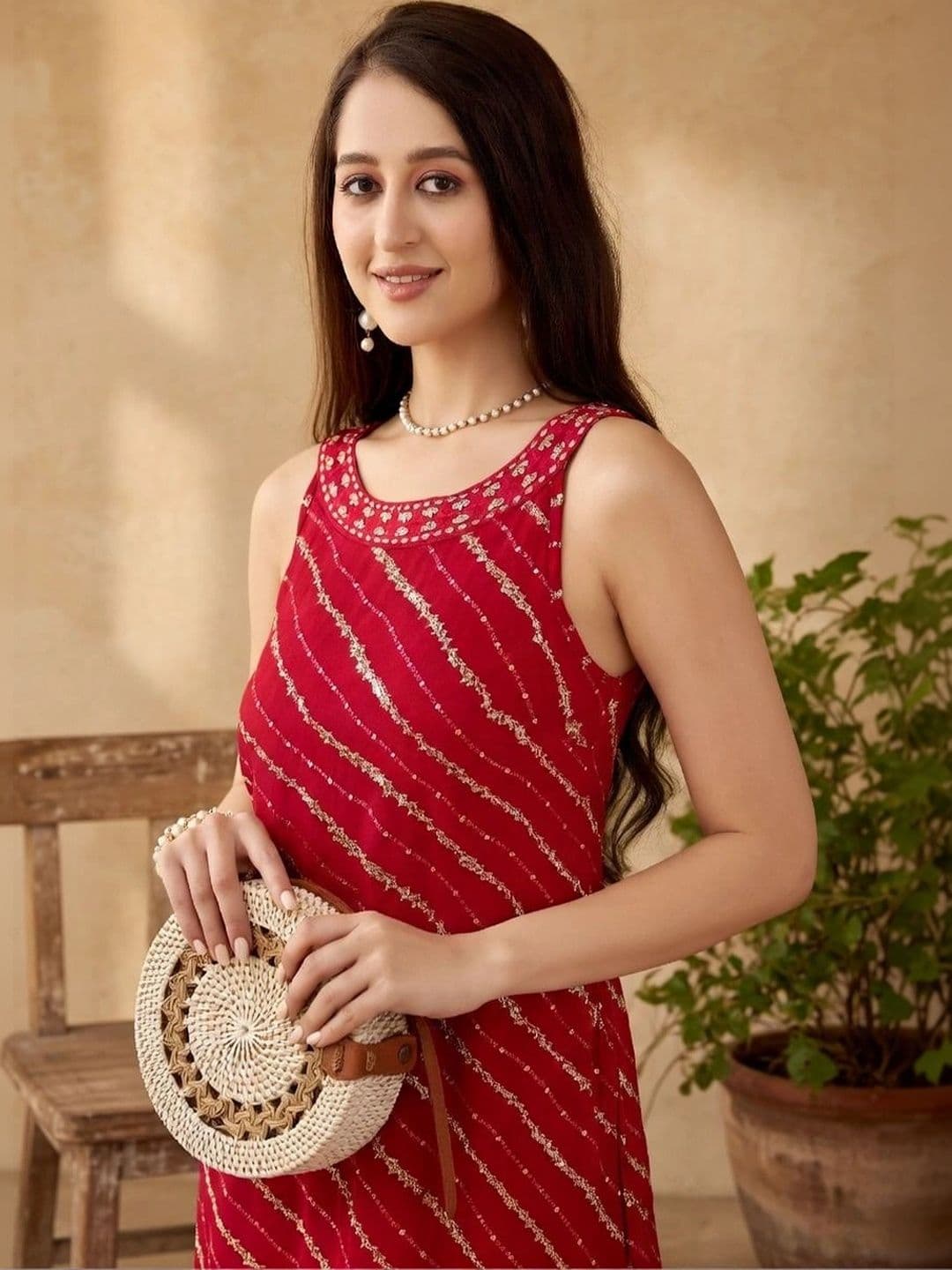 SANTOLIYA Women Leheriya Printed Kurta thumbnail 5