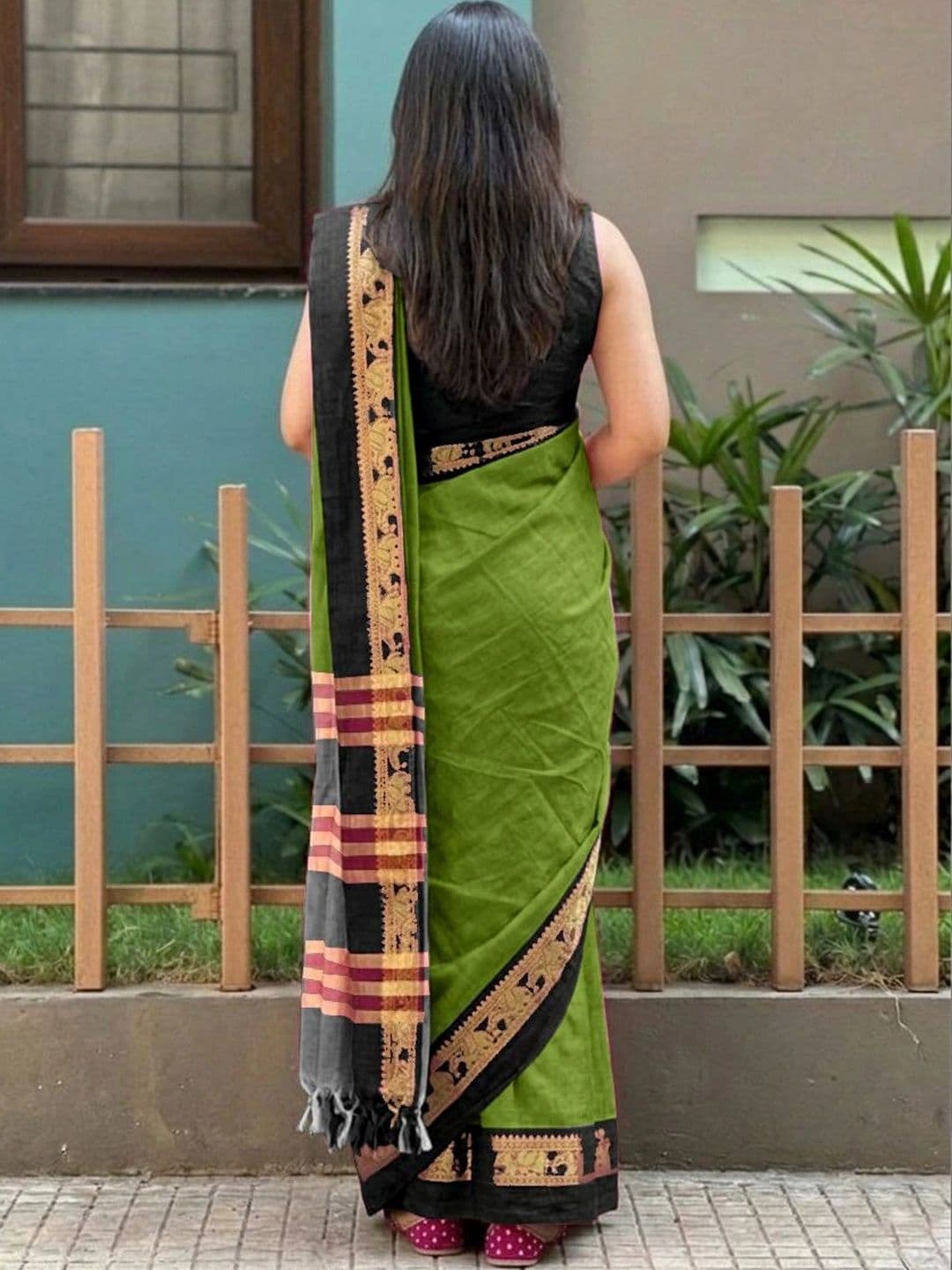 KALINI Woven Design Zari Silk Cotton Designer Gadwal Saree thumbnail 7