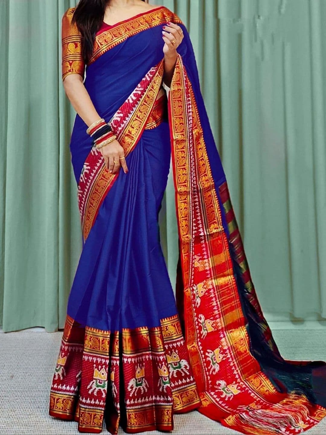Owee Zari Silk Cotton Designer Narayan Peth Saree - view 1