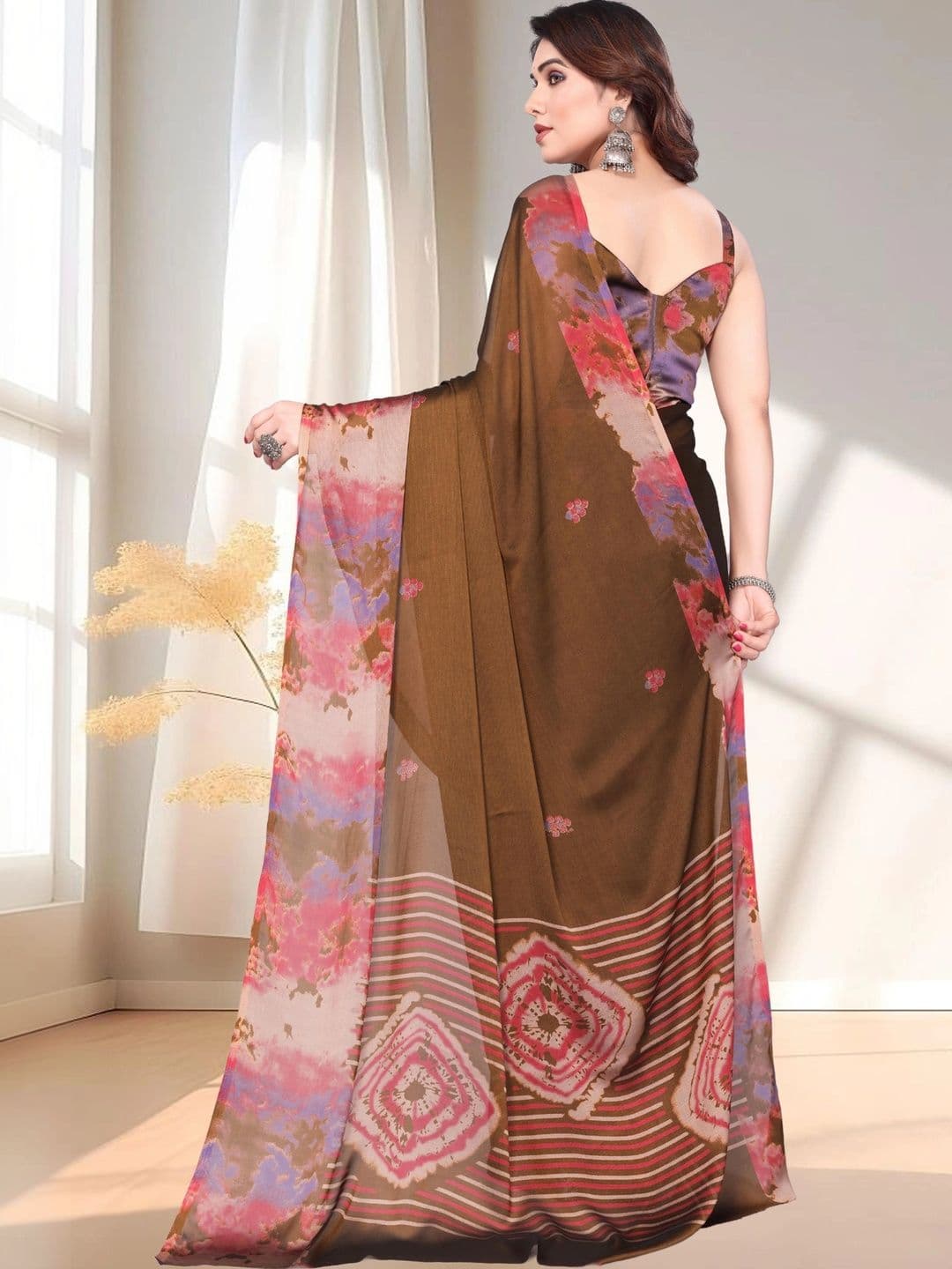 Owee Floral Pure Chiffon Designer Saree - view 1
