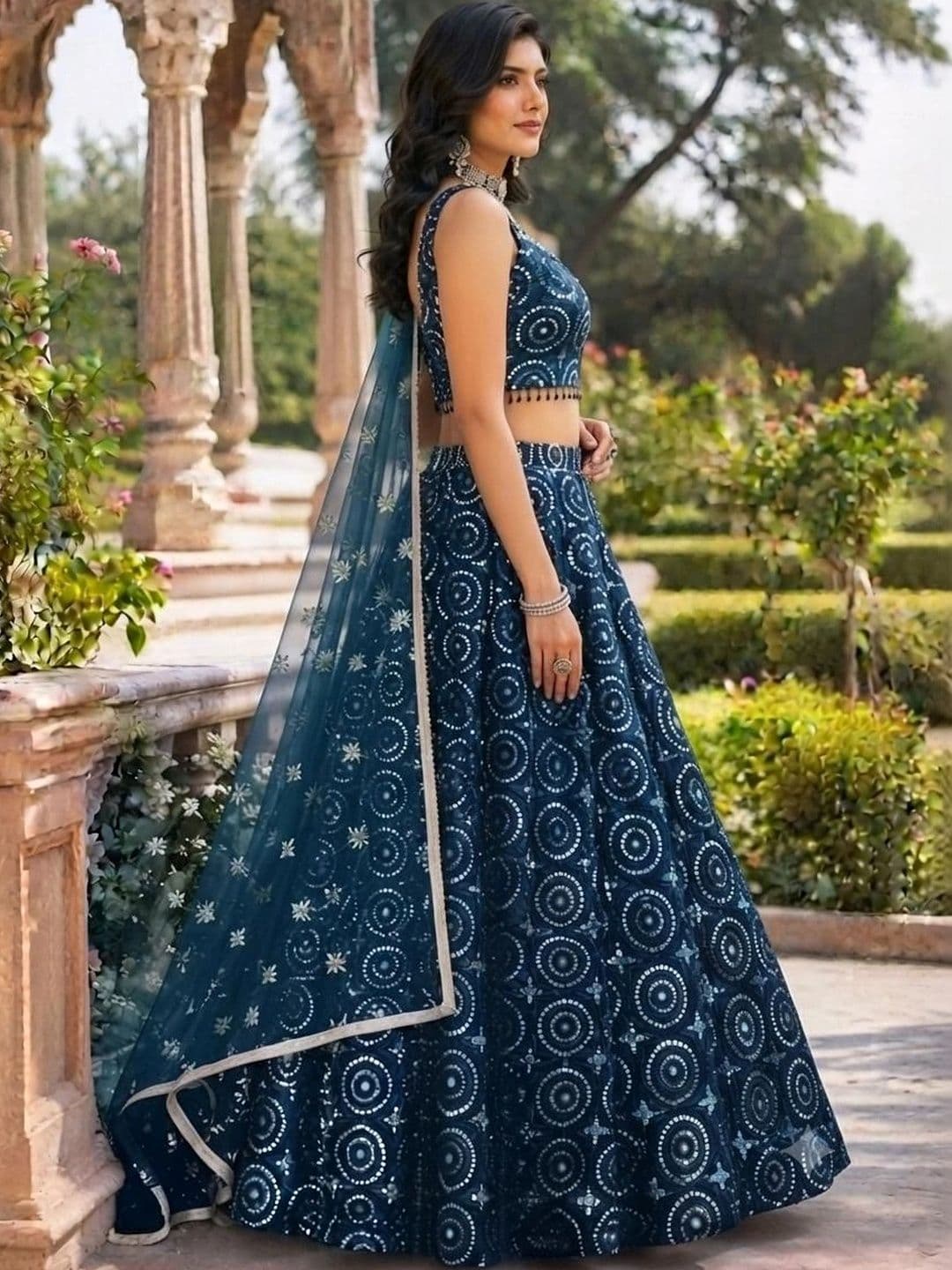 Indi Kal Embellished Sequinned Ready to Wear Lehenga & Blouse With Dupatta thumbnail 5
