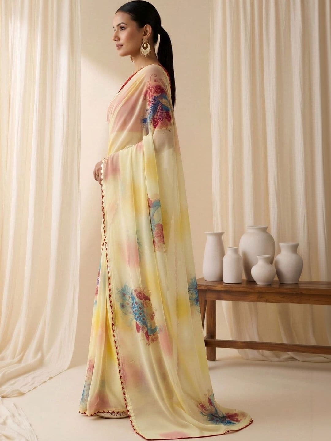 Saree mall Gotta Patti Poly Georgette Designer Sarees thumbnail 2