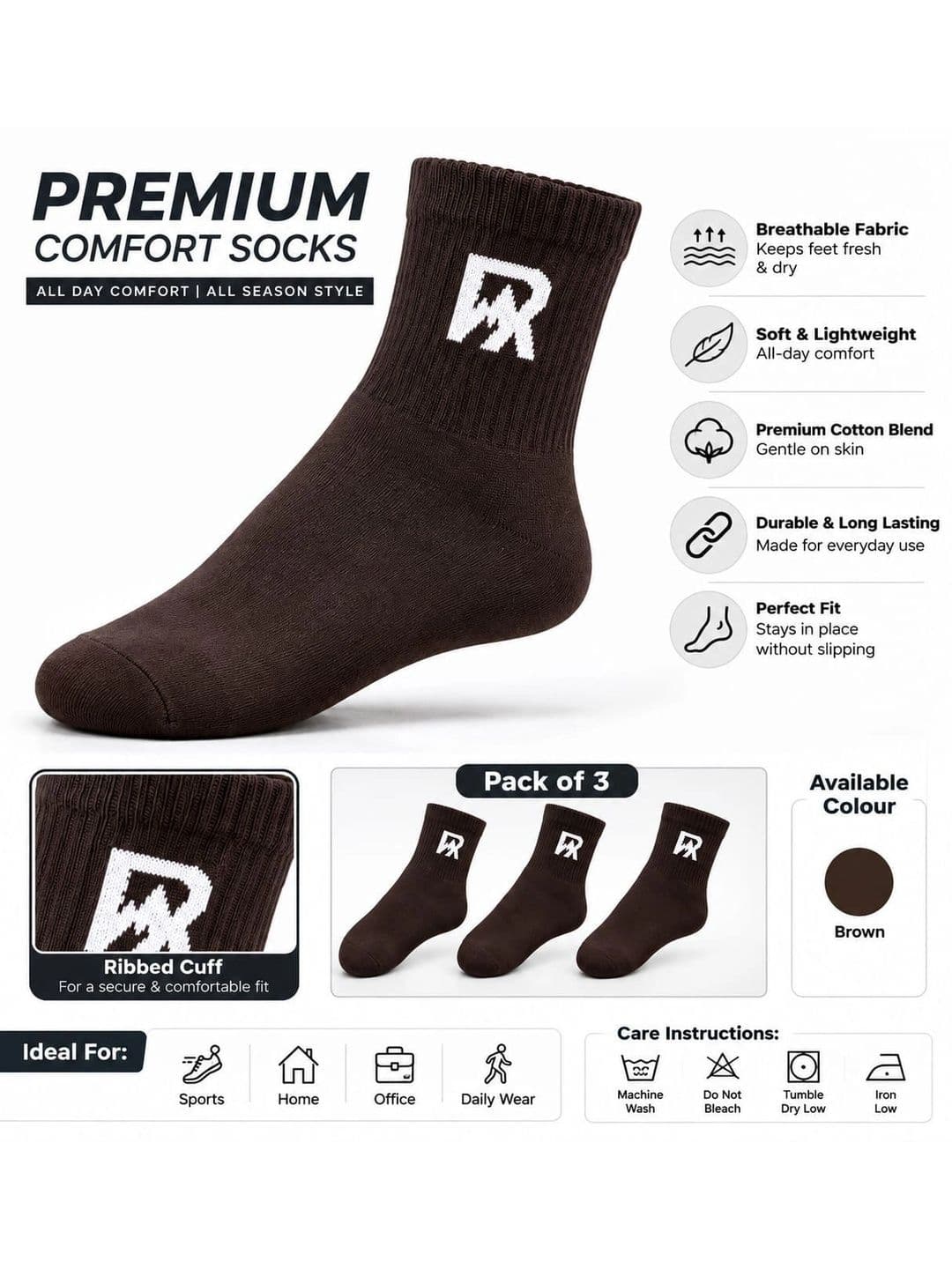 Roadster Men Pack of 3 Cotton Blend Patterned Above Ankle Socks thumbnail 4