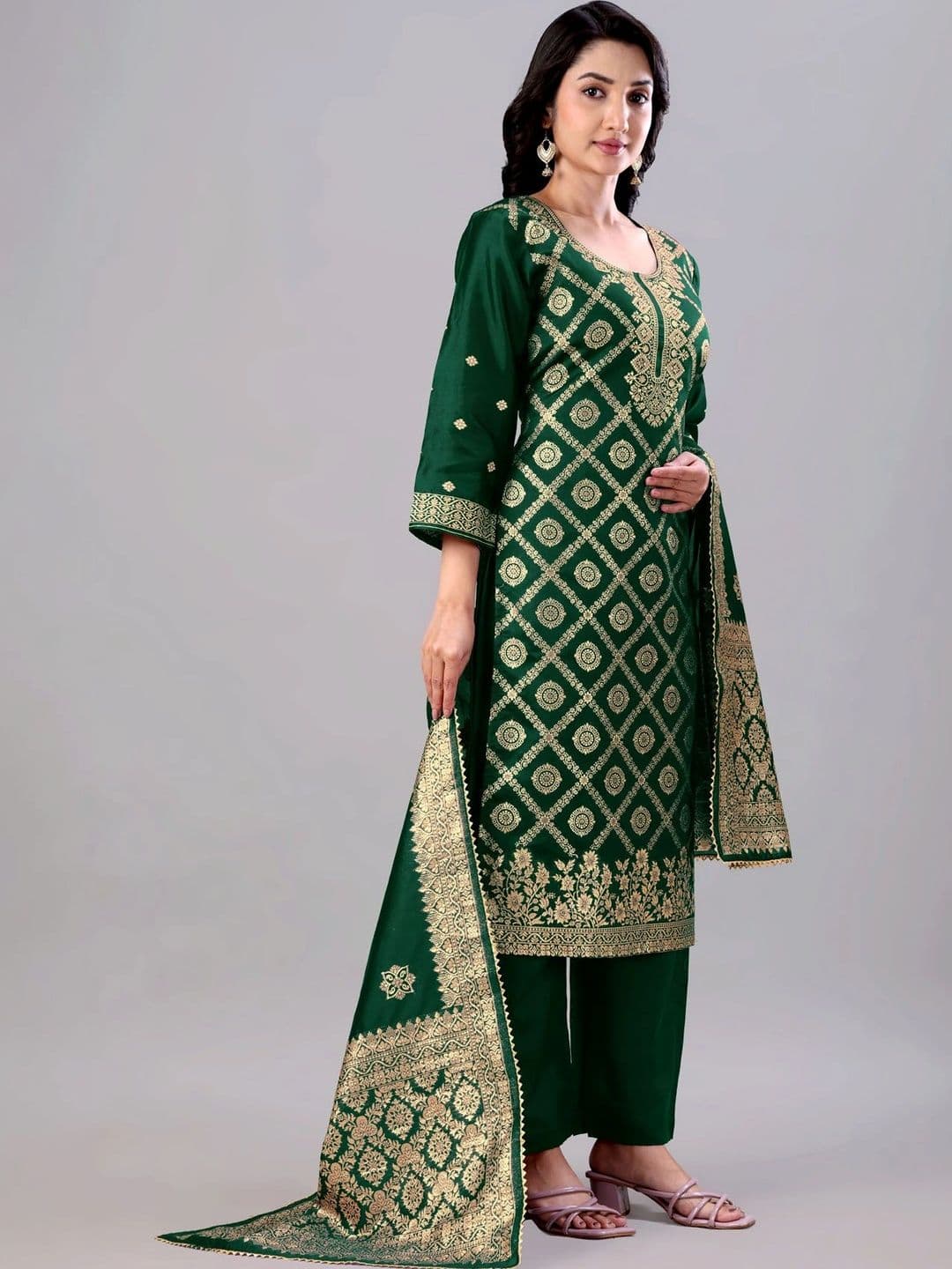 kantuba Women Unstitched Dress Art Silk  Material thumbnail 4