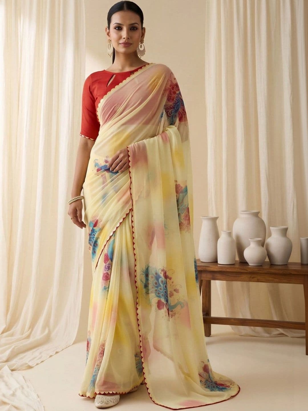 Saree mall Gotta Patti Poly Georgette Designer Sarees - view 1