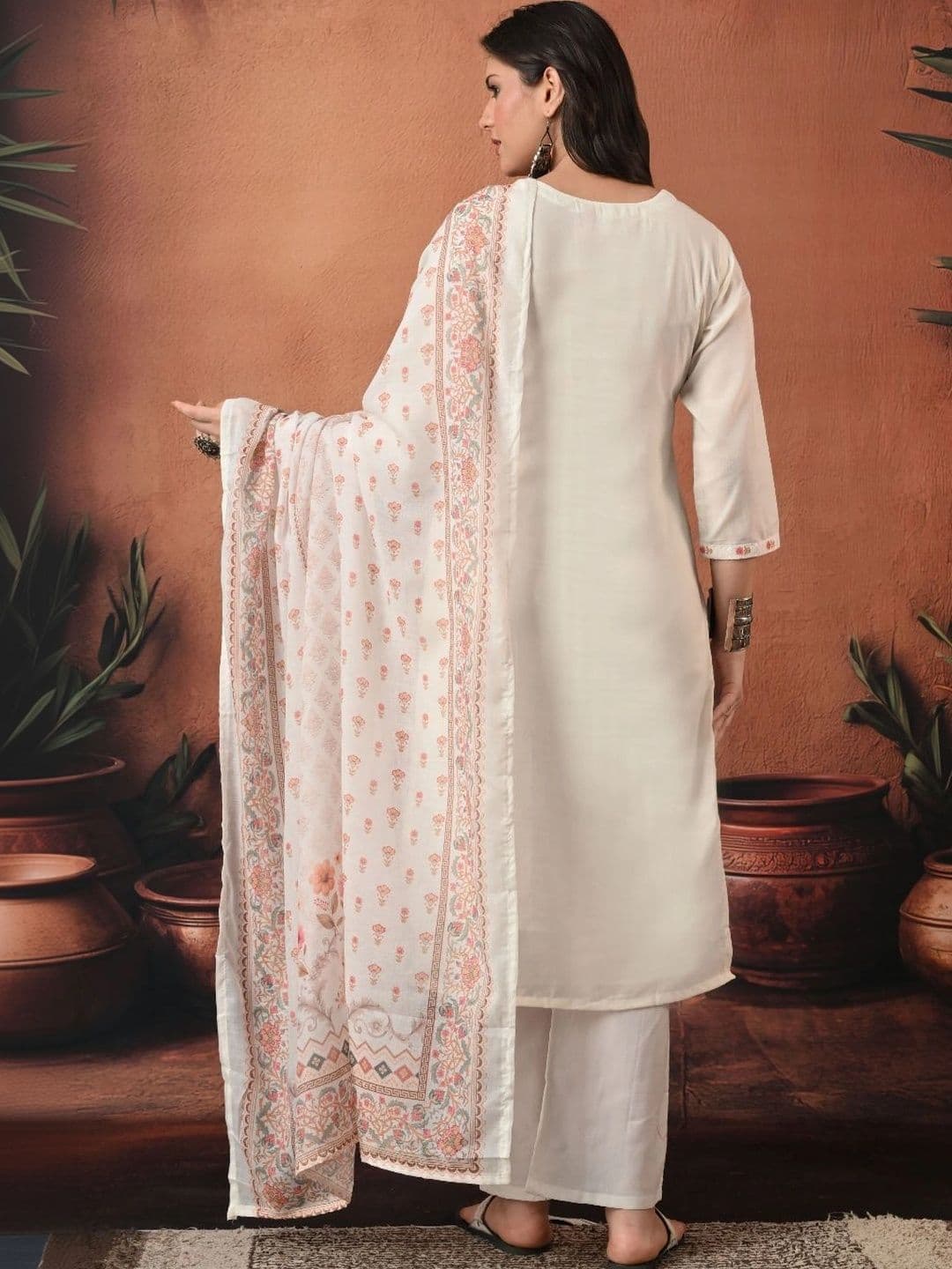 Encourage Women Ethnic Motifs Printed Regular Pure Cotton Kurta with Palazzos & With Dupatta thumbnail 5