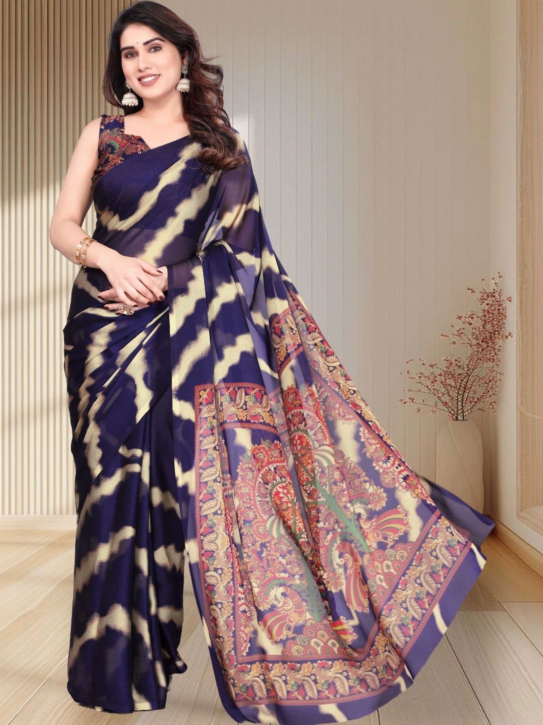 Owee Tie and Dye Pure Chiffon Designer Saree - view 1