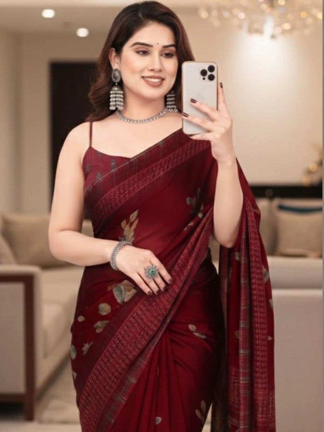 Owee Floral Pure Chiffon Designer Saree thumbnail 4