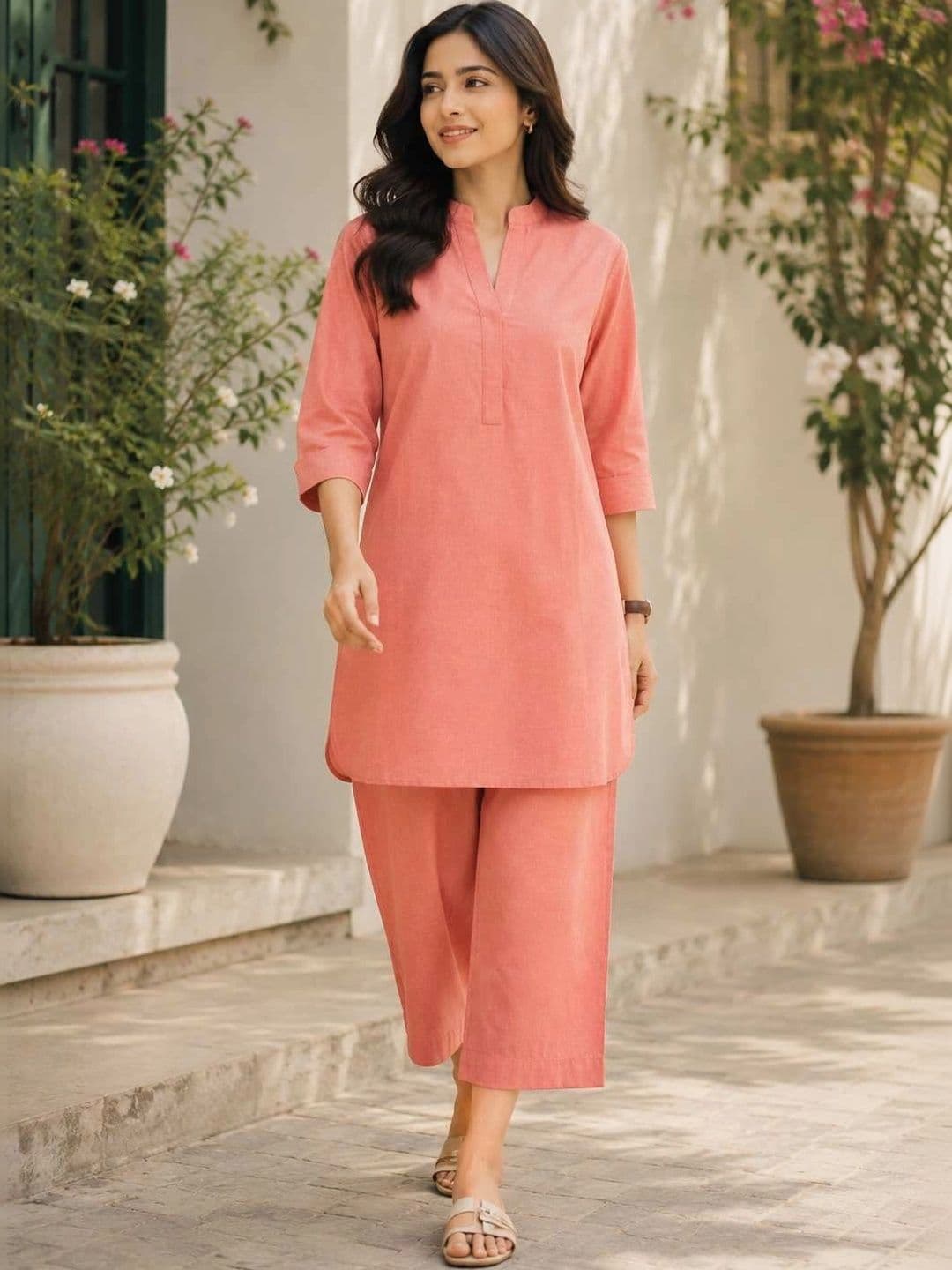 YUVVIK Women Regular Pure Cotton Kurta with Palazzos - view 1