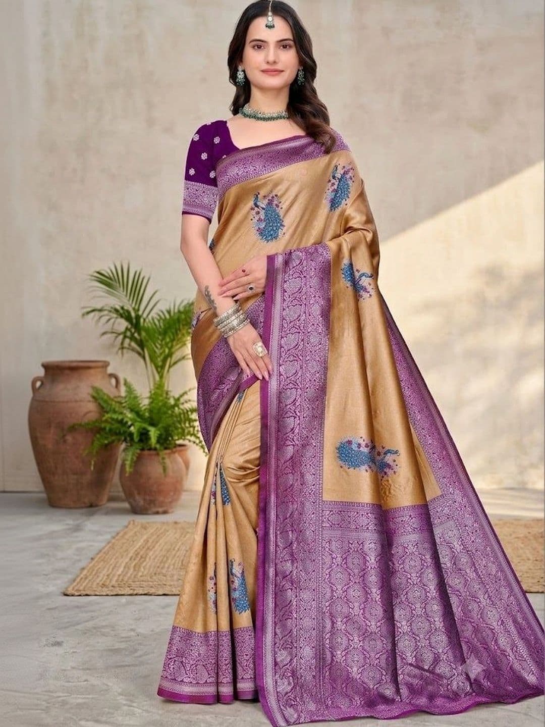 kantuba Floral Zardozi Art Silk Banarasi Saree - view 1