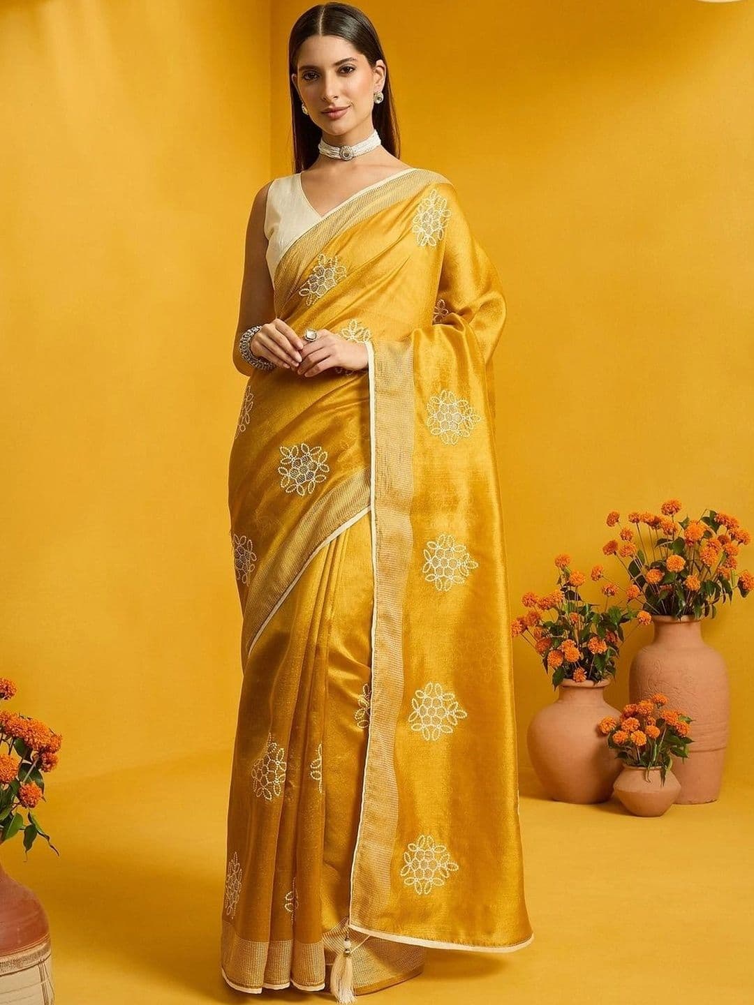Saree mall Embellished Embroidered Designer Sarees - view 1