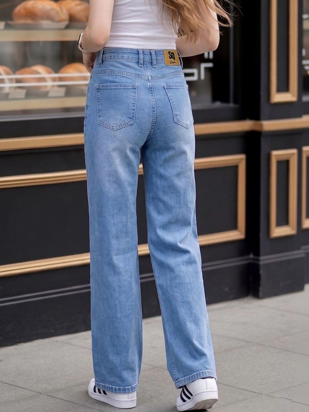 Style Quotient Women Classic Wide Leg High-Rise Light Fade Stretchable Jeans thumbnail 6